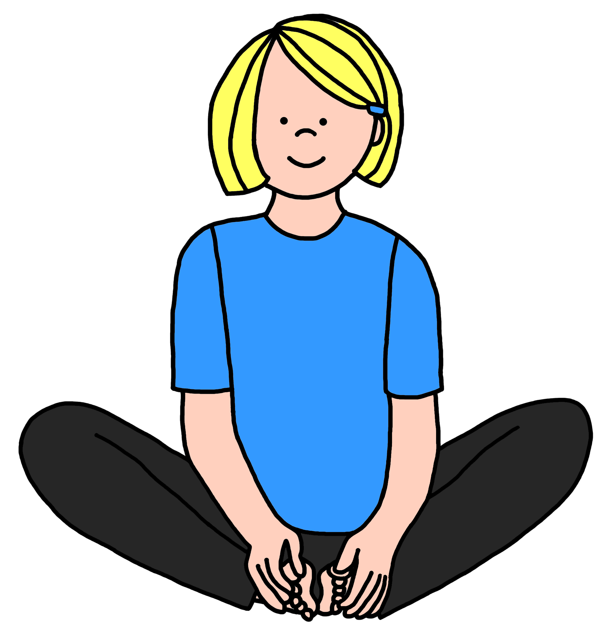 cartoon girl sitting in a yoga Butterfly pose