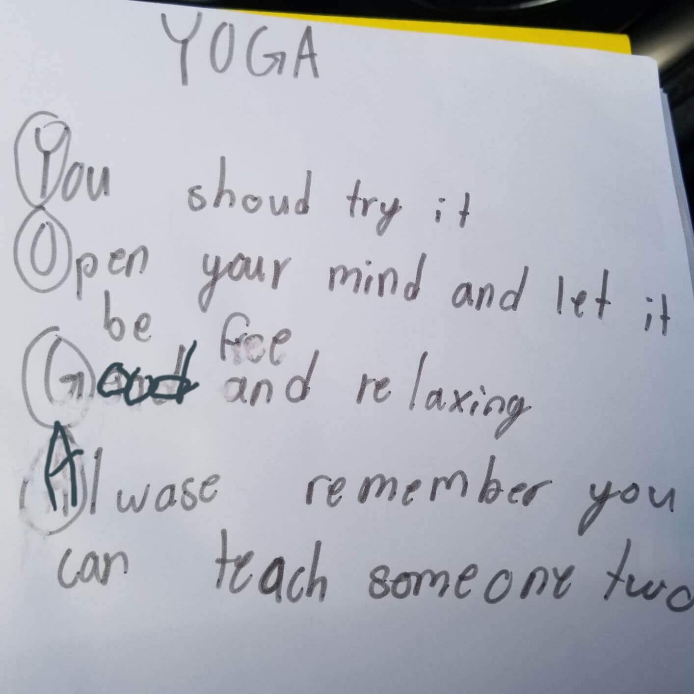 Child's poem about Yoga